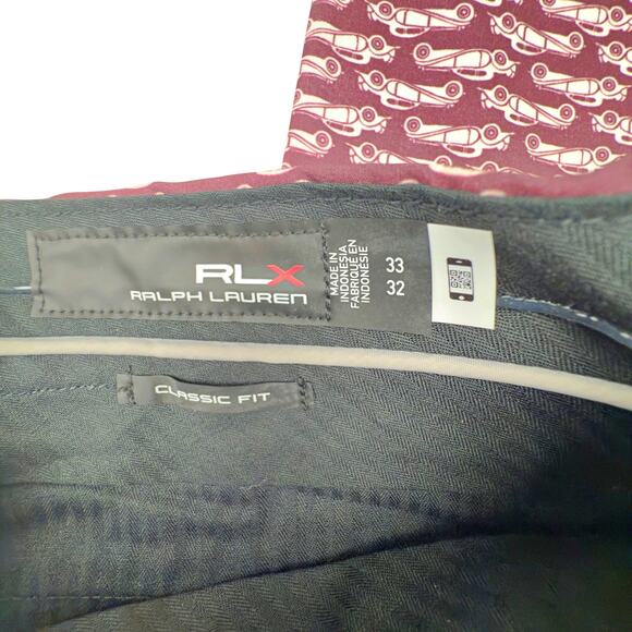 RLX Ralph Lauren Performance Golf Pants Classic Fit Vintage Cars Maroon 33X32 - Picture 6 of 7